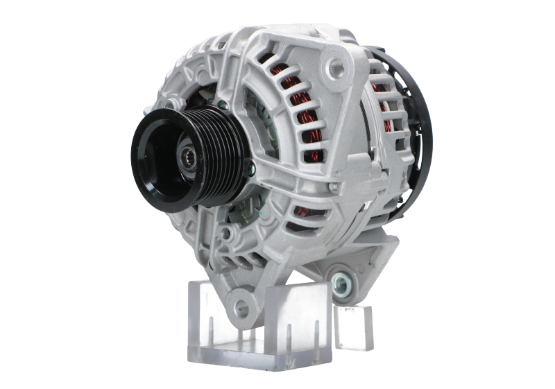 A new 24V aftermarket alternator 70A for Iveco trucks, featuring a metal body with a pulley for belt-driven operation.