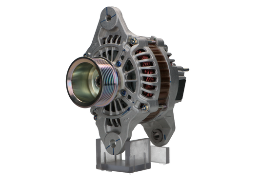 A new aftermarket alternator with a silver and gray color, designed for Renault and volvo trucks.
