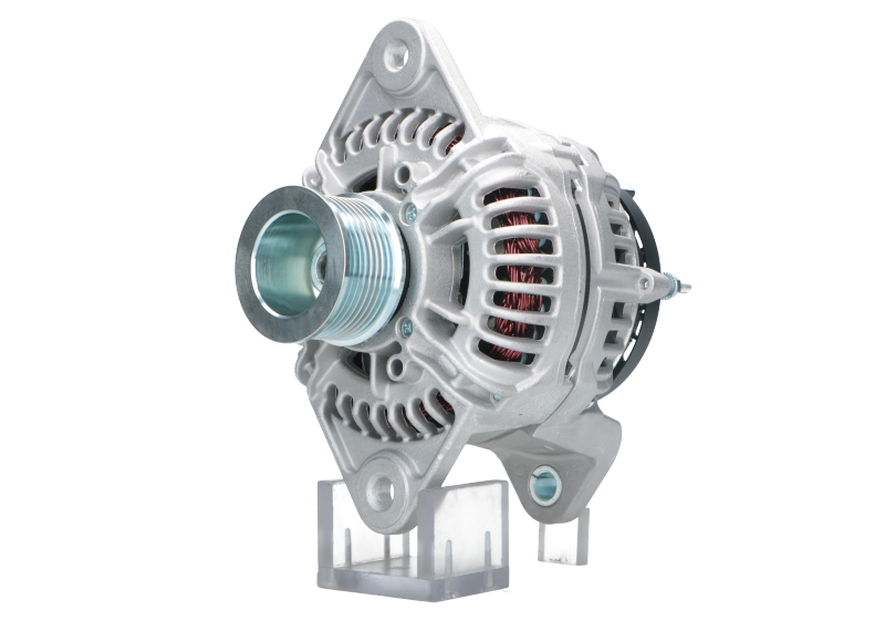 Volvo 110A 24V alternator, showing the front view with mounting holes and electrical connectors.