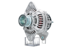 Volvo 110A 24V alternator, showing the front view with mounting holes and electrical connectors.